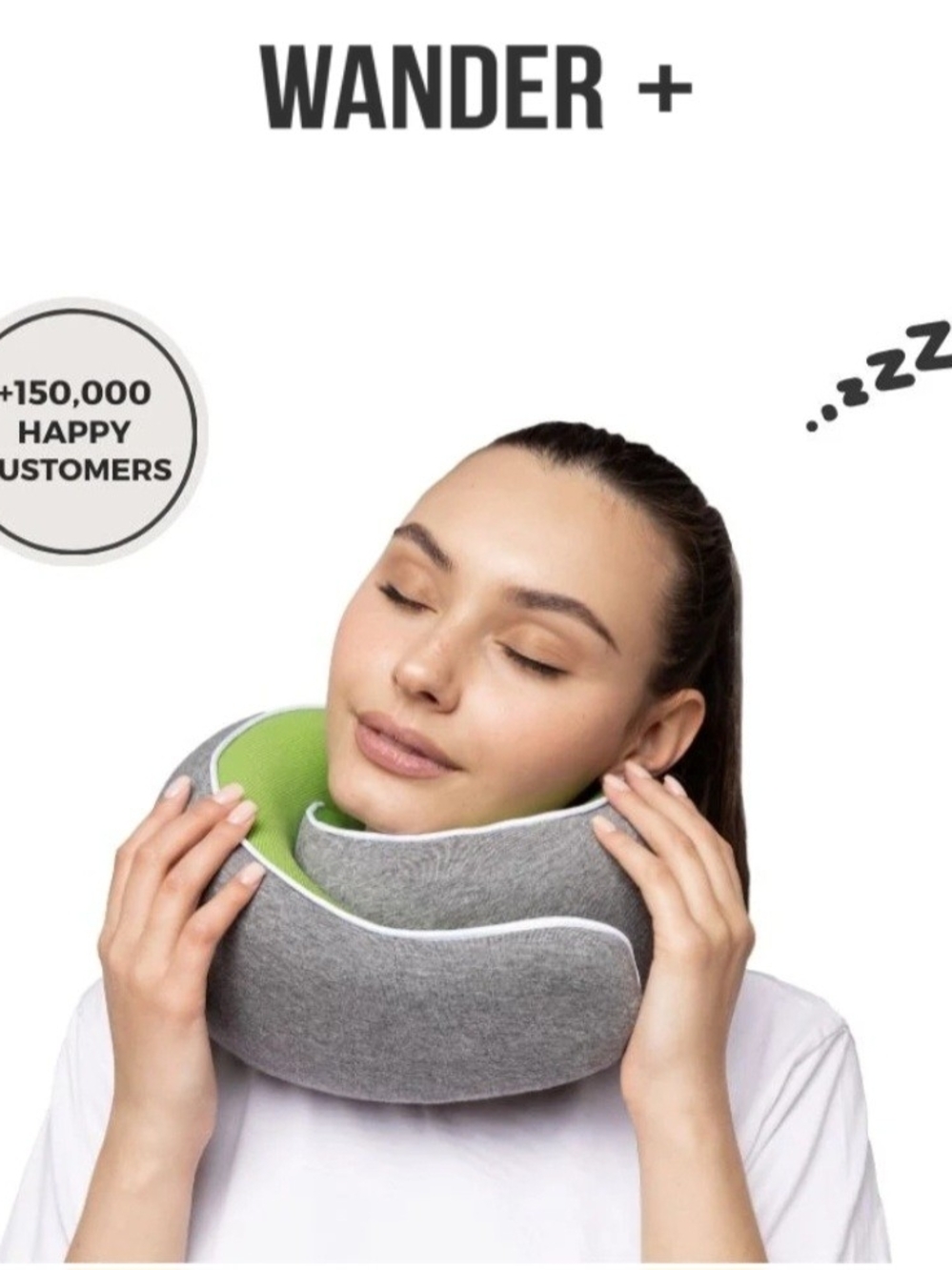 Wander+ Gray & Green Memory Foam Travel Neck Pillow by Wander